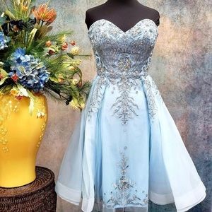 light blue short formal dress